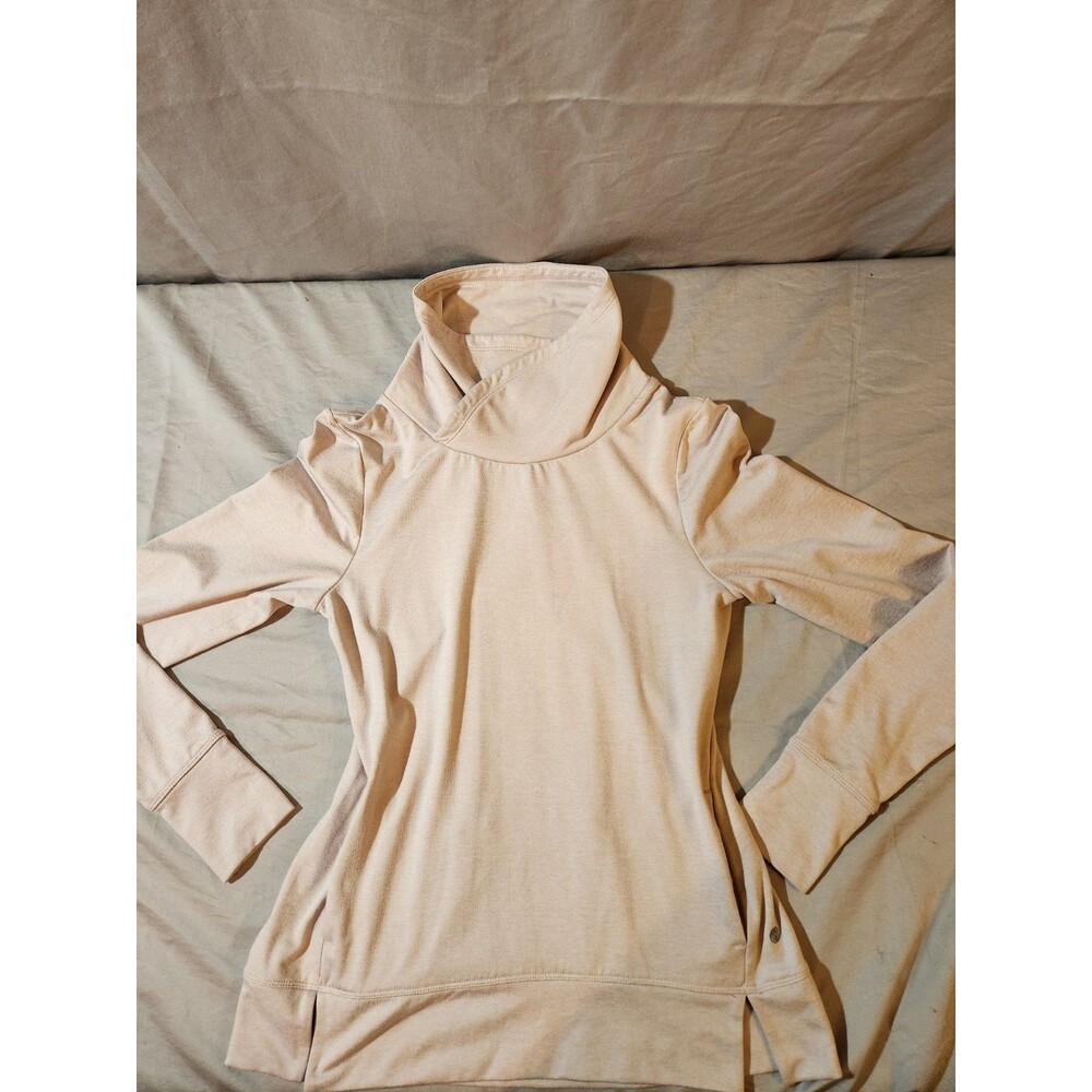 Apana Womens Top Shirt Pale Pink Mock Neck Knit Stretch Pullover Sz Small